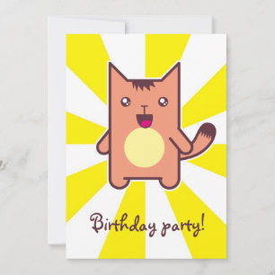 Invitación Gato de Kawaii