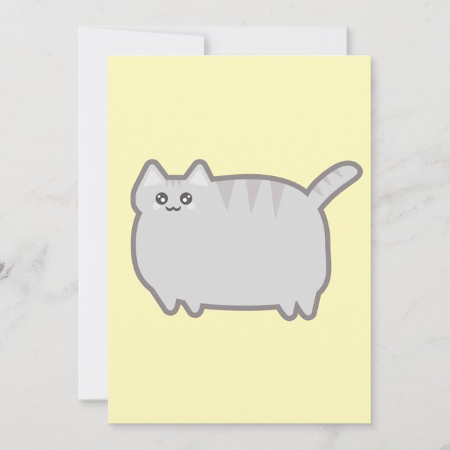 Invitación Gato de la grasa de Kawaii (Anverso)