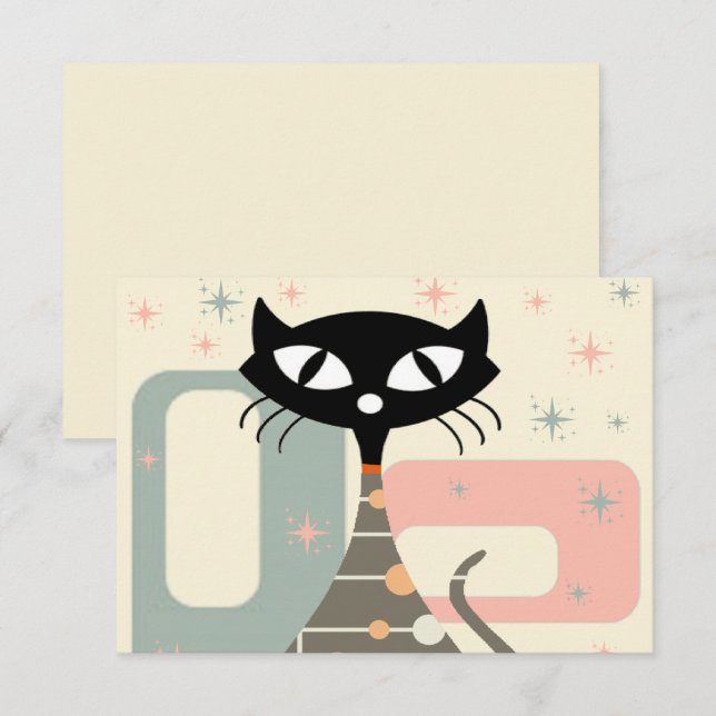Invitación Gato de mediados del siglo (Anverso / Reverso)