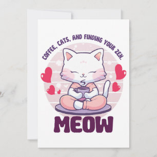 Invitación Gato de meditación - Gato kawaii