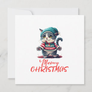 Invitación Gato de Navidad