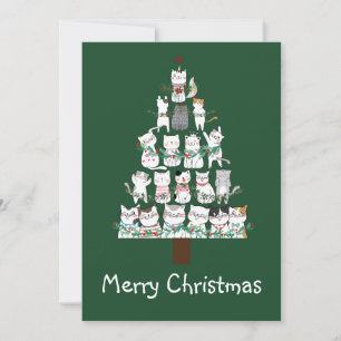 Invitación Gato de Navidad Árbol Divertido Divertido