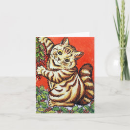 Invitación Gato de Navidad de Louis Wain decorando personaliz