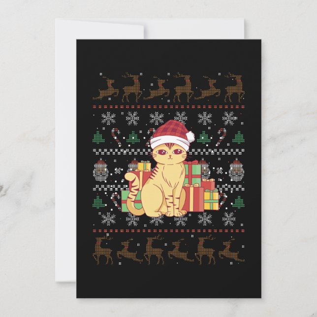 Invitación Gato de Navidad Regalo Feo de Navidad (Anverso)