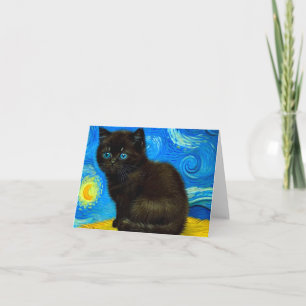 Invitación Gato de noche estrellada al estilo de Van Gogh