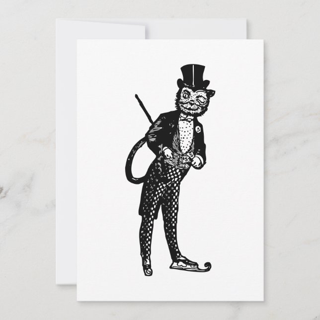 Invitación Gato de ópera sofisticada de época (Anverso)