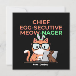 Invitación Gato de Pascua divertido Jefe Egg-secutivo Meow-Na