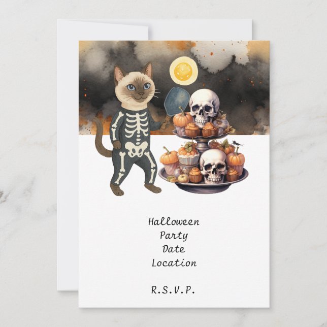 Invitación Gato de pelota de futbol y amigos organizan fiesta (Anverso)