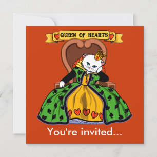Invitación Gato de reina de corazones