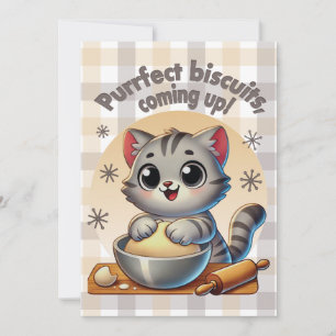 Invitación Gato de rodillas "Procure galletas, venga"
