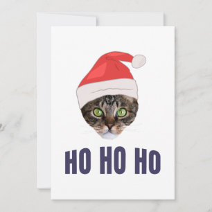 Invitación Gato de Santa con sombrero de Santa, Ja Ja ja