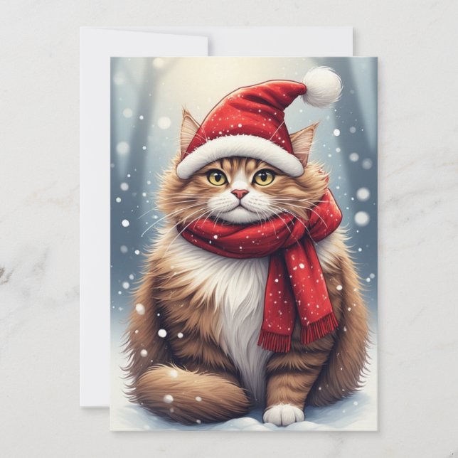 Invitación Gato de temporada de vacaciones (Anverso)