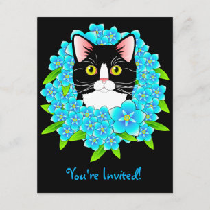 Invitación Gato de Tuxedo invitado a Personalizable Kitty