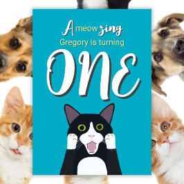 Invitación Gato de Tuxedo sorprendido por diversión de primer