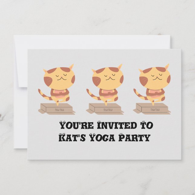 Invitación Gato de yoga personalizado personalizado en una in (Anverso)