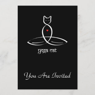 Invitación Gato de yoga - Texto de estilo sánscrito.