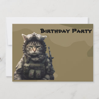 Invitación Gato del Ejército Militar del Partido del Cumpleañ