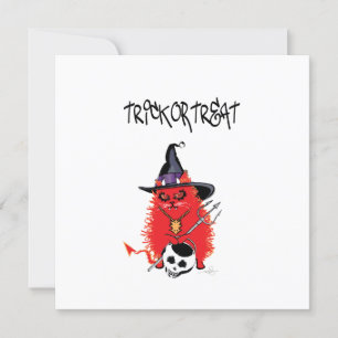 Invitación Gato diablo gatito malvado truco o trato