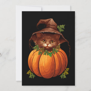 INVITACIÓN GATO DIVERTIDO CALABAZA LINDOS