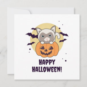 Invitación Gato En Calabaza Dulces Gatos Feliz Halloween