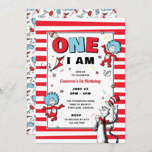 Invitación Gato en el Gorra   Un Cumpleaños