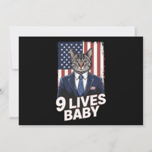 Invitación Gato en Suite con Cabello de Trump Bandera America