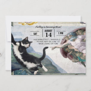 Invitación Gato esmoquin tocando la pata divina              