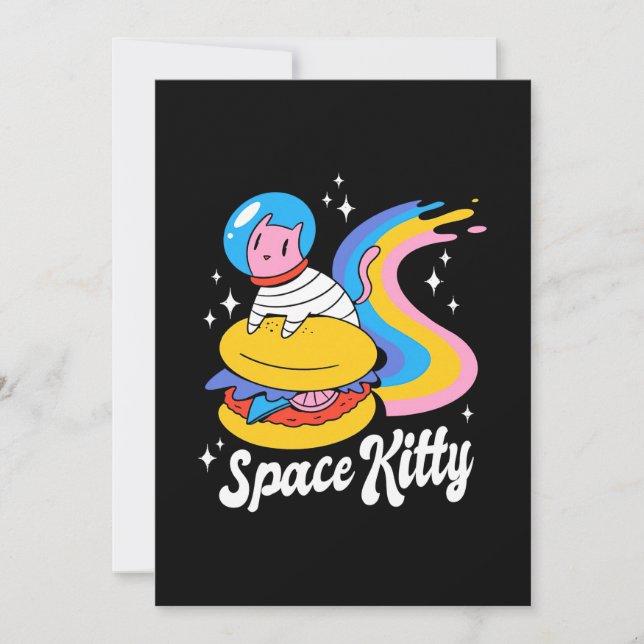 Invitación Gato espacial astronauta (Anverso)
