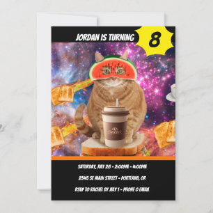Invitación Gato espacial con gafas de sandía