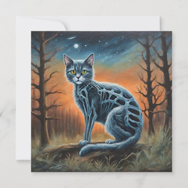Invitación Gato Esqueleto (Anverso)