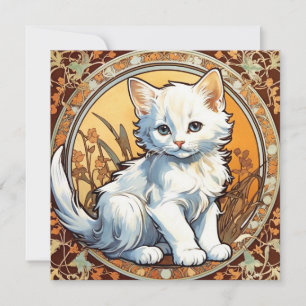 Invitación Gato estilo Alphonse Mucha