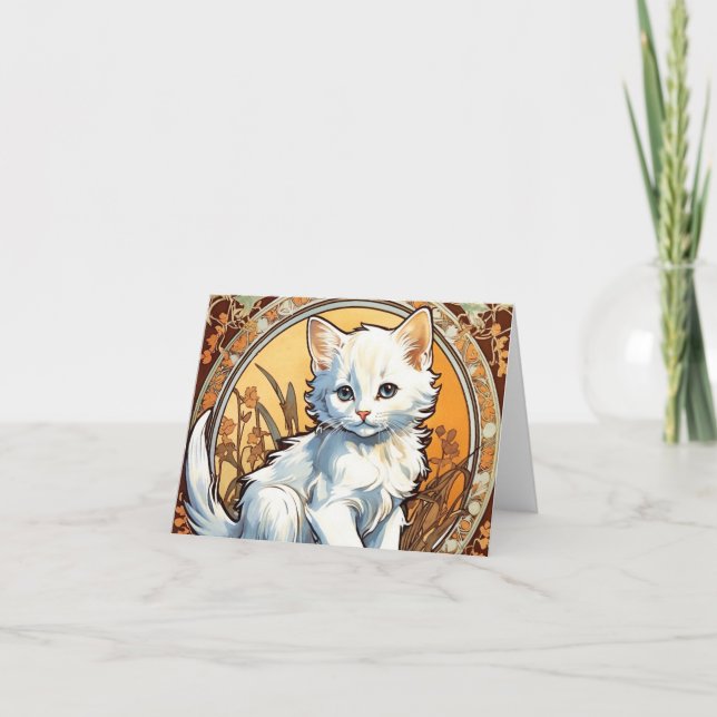 Invitación Gato estilo Alphonse Mucha (Anverso)