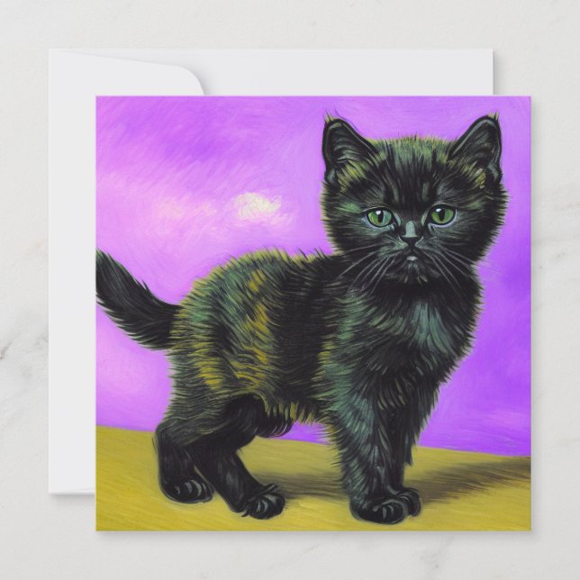 Invitación Gato estilo Van Gogh (Anverso)