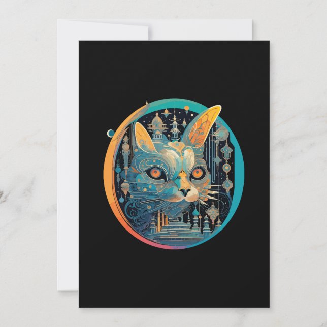 Invitación Gato extraño mirando tus faros (Anverso)