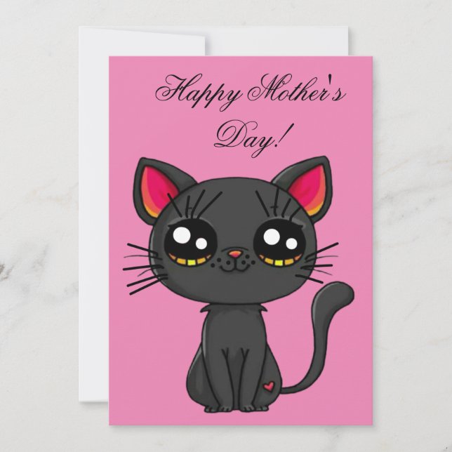 Invitación Gato Feliz Día de la Madre  (Anverso)