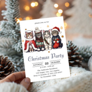 Invitación  Gato festivo de vacaciones   Fiesta de adorables 