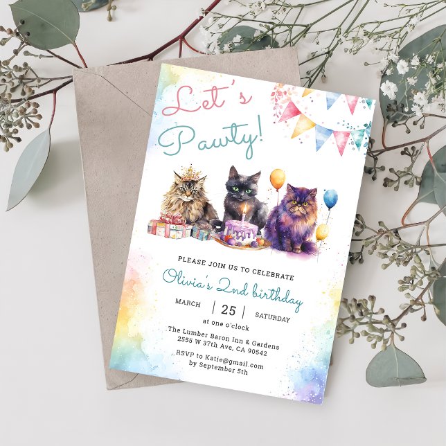 Invitación Gato gatito vamos a ser el segundo Fiesta de cumpl (Subido por el creador)