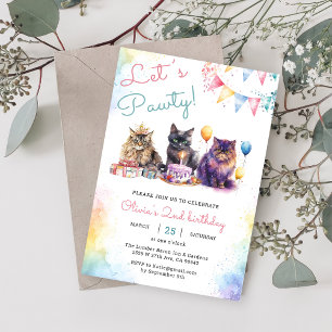 Invitación Gato gatito vamos a ser Fiesta de cumpleaños