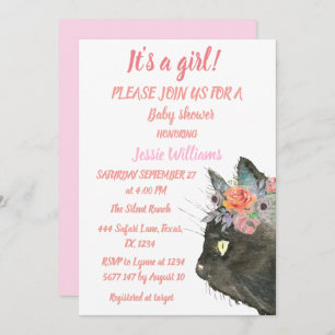 Invitación Gato Gato Gatito Gatito Gatito Gatito Pink Flor Be