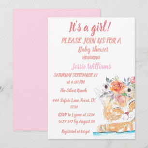 Invitación Gato Gato Gatito Gatito Gatito Gatito Pink Flor Be