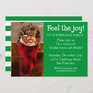 Invitación Gato gordo en Navidades haciendo cola