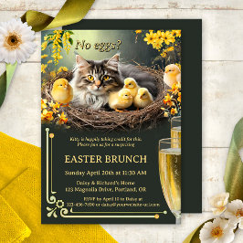 Invitación Gato gracioso sin huevos Burbujas de Pascua y Brun