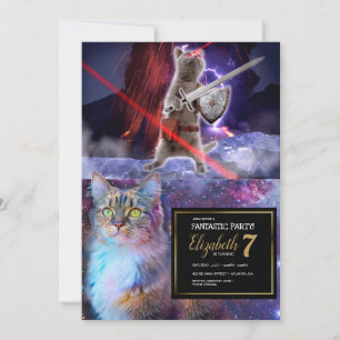 Invitación Gato guerrero con láseres de ojo