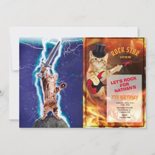 Invitación Gato guerrero trueno (Anverso)