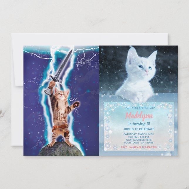 Invitación Gato guerrero trueno (Anverso)