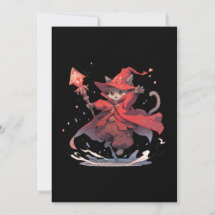 Invitación Gato Heroe Mago Rojo Adorable
