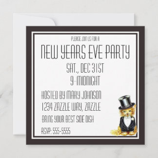 Invitación Gato kitano vintage en un sombrero superior