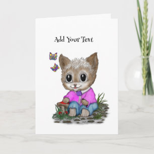 Invitación Gato Kitty y mariposa