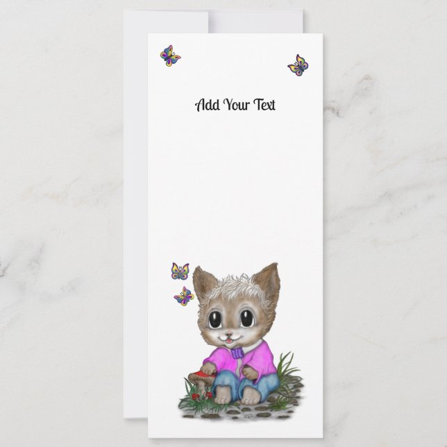 Invitación Gato Kitty y mariposa (Anverso)