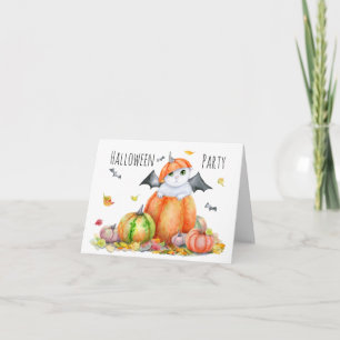 Invitación Gato lindo de Halloween en calabaza